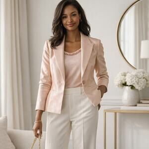 Talbots Pink Blazer & Sequin Trim Cami Two-Piece Set 8/M Cashmere Silk Blend